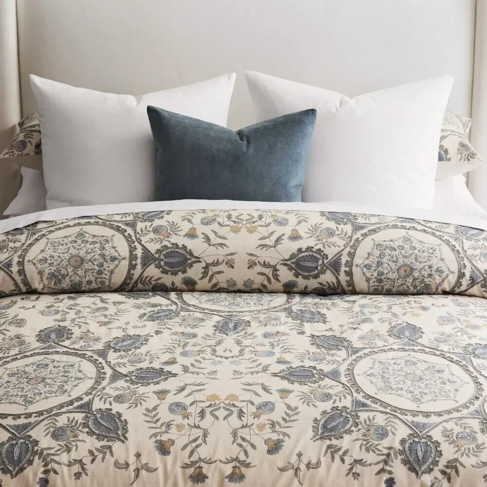 Pottery Barn Lilah Suzani Duvet Cover King / Cal King Floral Embroidered NEW